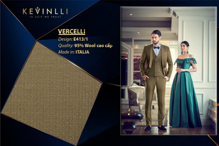 E413/1 Vercelli CV - Vải Suit 95% Wool - Nâu Trơn